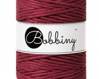WINE RED, 5mm Single Twist Bobbiny macrame Yarn, for macrame and fiber art, limited release!