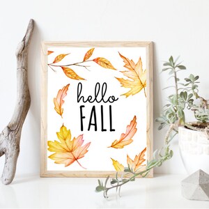 8x10 Hello Fall Printable Wall Art, Hello Fall, Fall Leaves, Fall Decor ...