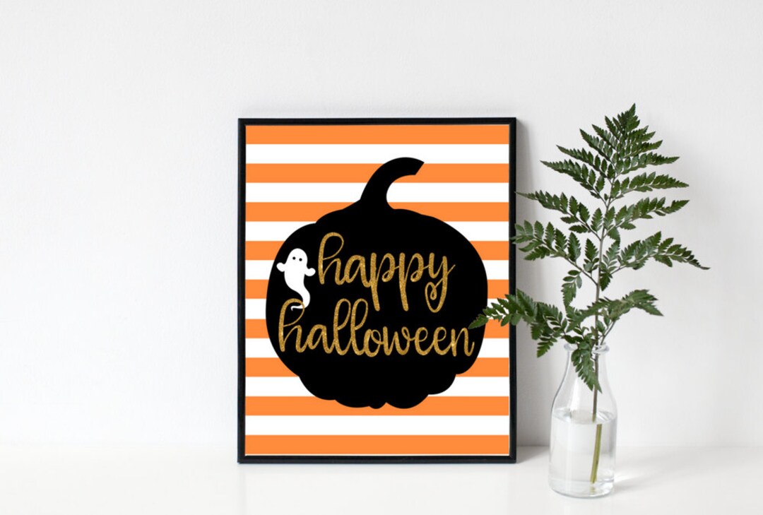 8x10 Happy Halloween Printable Wall Art, Ghost Print, Halloween Decor ...
