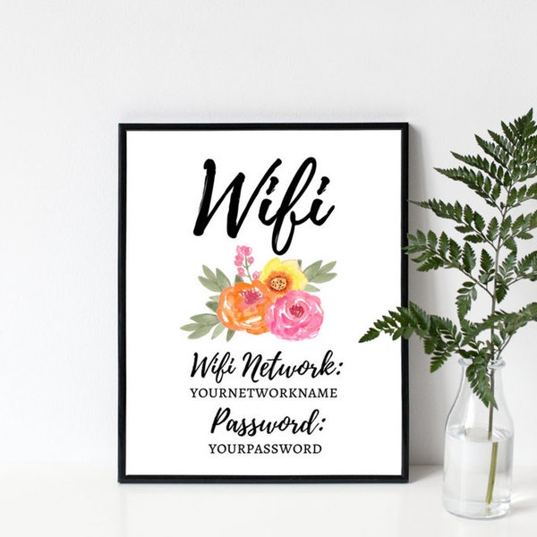 8x10 Home is Where the Wifi is Printable Wall Art, Wifi Sign, Wifi ...