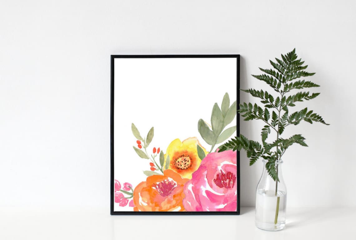 8x10 Floral Printable Wall Art, Floral Print Wall Art, Flowers