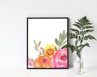 8x10 Floral Printable Wall Art, Floral Print Wall Art, Flowers, Watercolor Flowers, Instant Download, Instant Download Printable Art, PDF