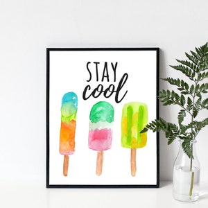 8x10 Stay Cool Printable Wall Art, Stay Cool Sign, Popsicle, Popsicle Wall Art, Popsicle Party, Printable Art, Instant Download, PDF