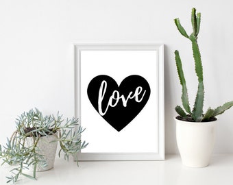 8x10 Love Heart Printable Wall Art, Love Sign, Heart Sign, Heart Print, Heart Wall Art, Love Wall Art, Instant Download Printable Art, PDF