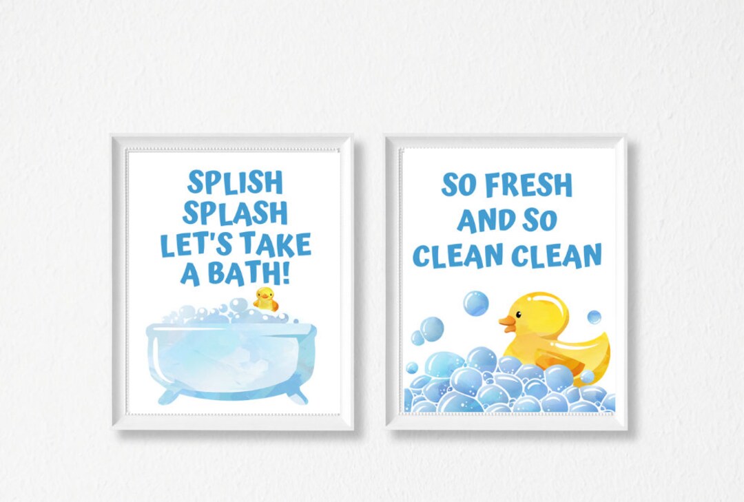 8x10 Kids Bathroom Printable Wall Art Set, Rubber Duck Wall Art ...