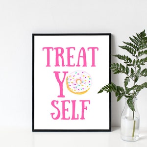 8x10 Treat Yo Self Printable Wall Art, Donut Quote, Parks And Recreation, Instant Download, Instant Download Printable Art, PDF