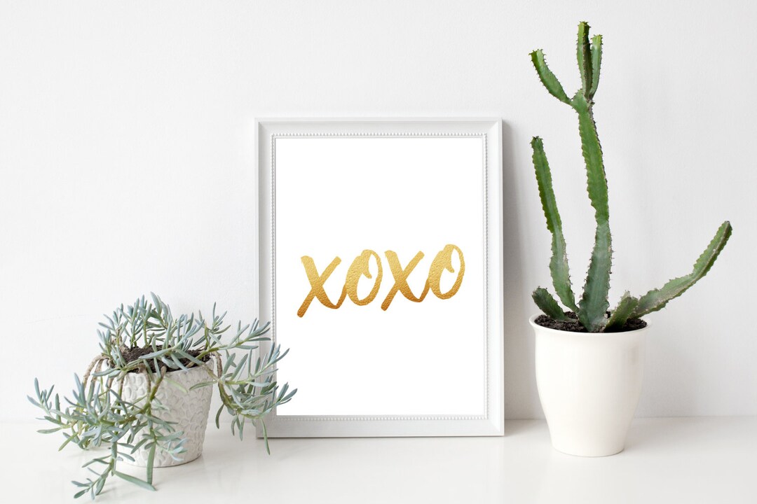 8x10 XOXO Printable Wall Art, Gold Wall Art, Gold Wall Decor, Instant