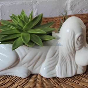 CACHE-POT chien vintage, porte plante céramique France