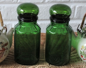 Vintage Green Glass Jars - Etsy