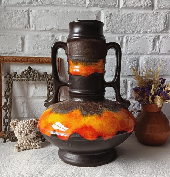 Large ceramic baluster vase, West Germany, Fat Lava, 1970s vintage