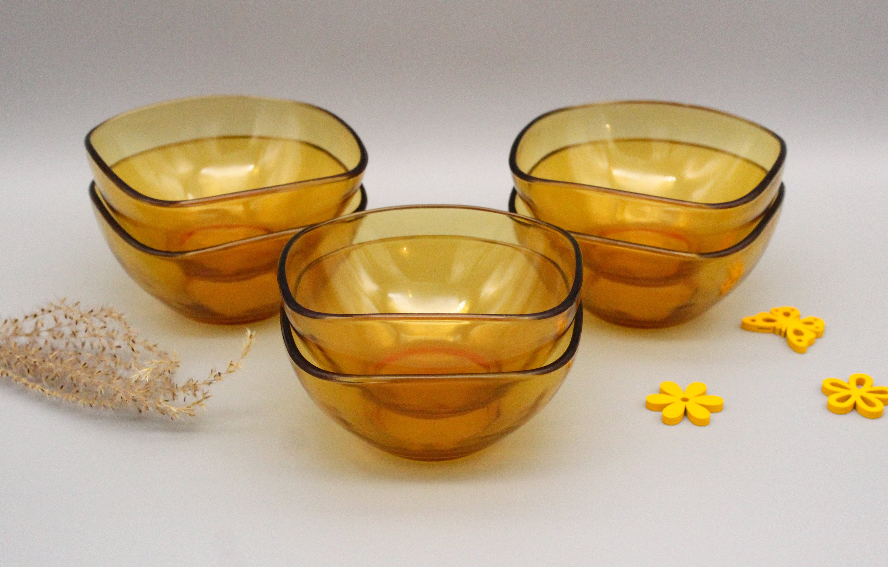 Coupelles à Dessert Vereco Verre Ambré , Vintage France