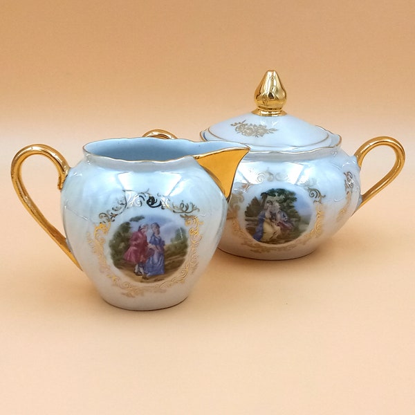 SUGAR BOWL and Porcelain Milk Jug, ADP France, Luxury Porcelain