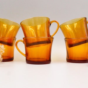 6 DURALEX CUPS amber color France vintage