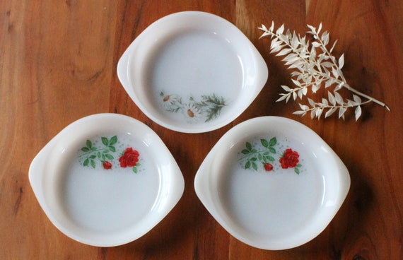 3 CUPS vintage Francia margaritas de rosas rojas Arcopal Etsy