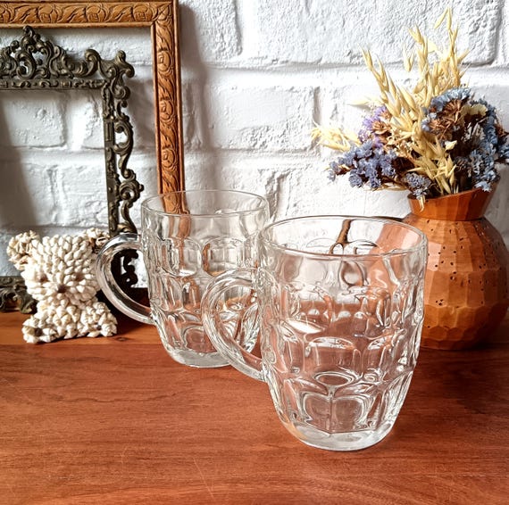 Set of 2 vintage glass beer mugs