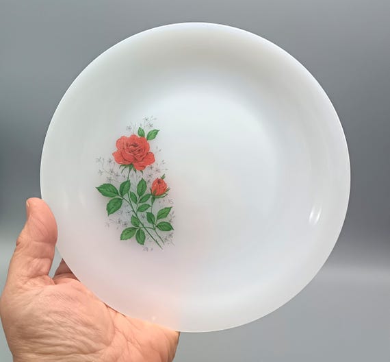 Lot De 5 Assiettes à Dessert Arcopal Motif Fleur - Occasion, Porcelaine, Marques D'usure