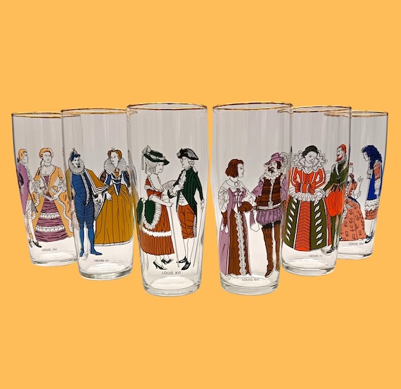 6 vintage GLASSES Kings of France France