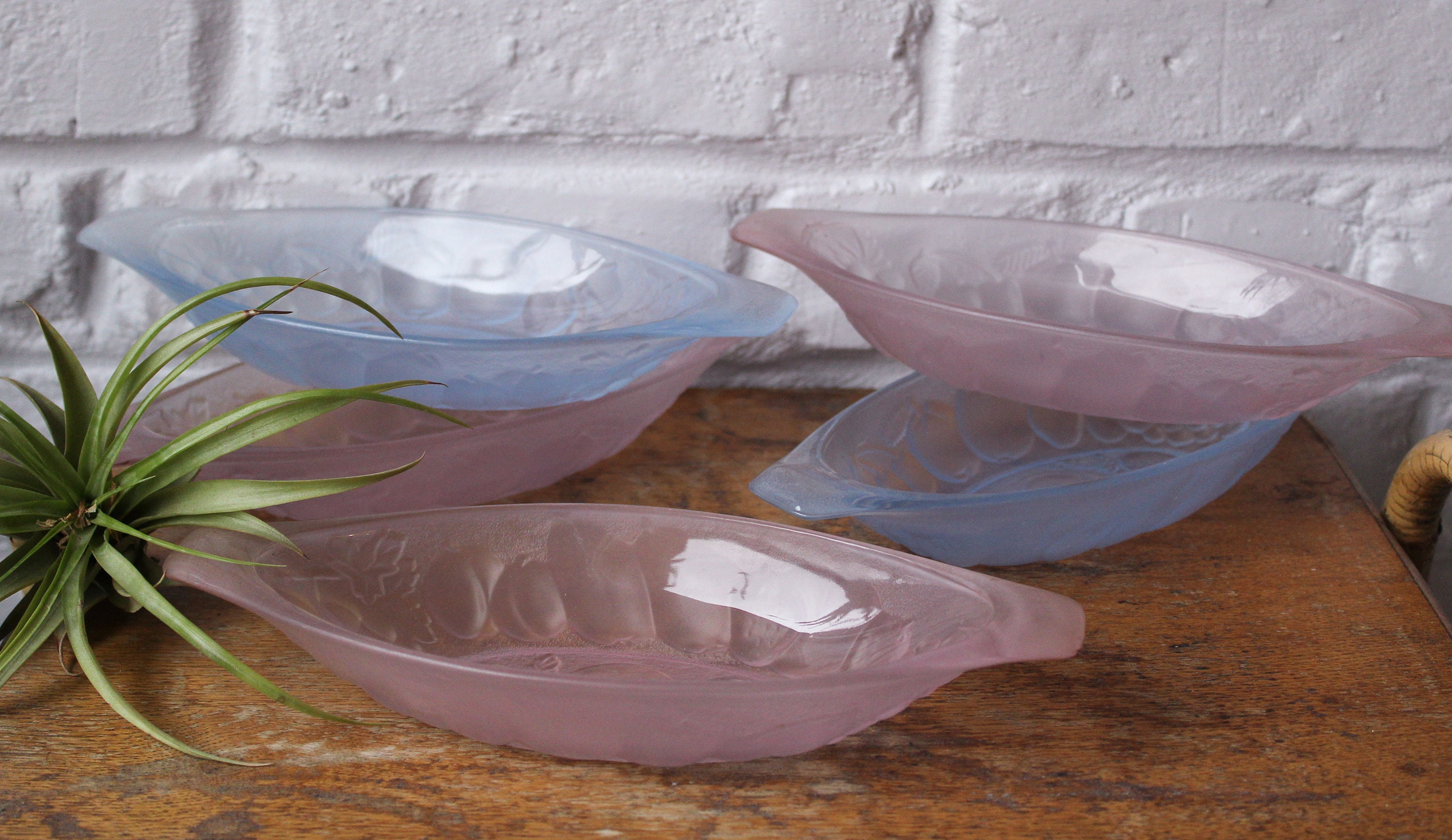 5 Coupes à Glace Bleues et Roses Pastelles Pulvérisées, Coupes Dessert