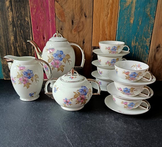 Superb fine porcelain COFFEE SERVICE made by the Victoria Czechoslovakia Factory