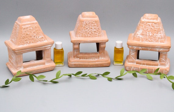 Vintage fireplace-shaped terracotta incense burner, 1990s