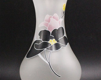 VASE Anaïs rétro chic, verre moulé blanc rose opaque