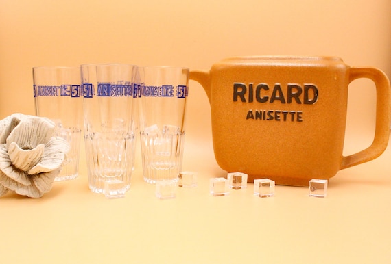 Ensemble PICHET RICARD et 4 verres ANISETTE 51, accessoire de bar