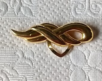 Pince à Foulard En Métal Doré Forme De Cœur Vintage - Occasion Très Bon état - Accessoire Rétro