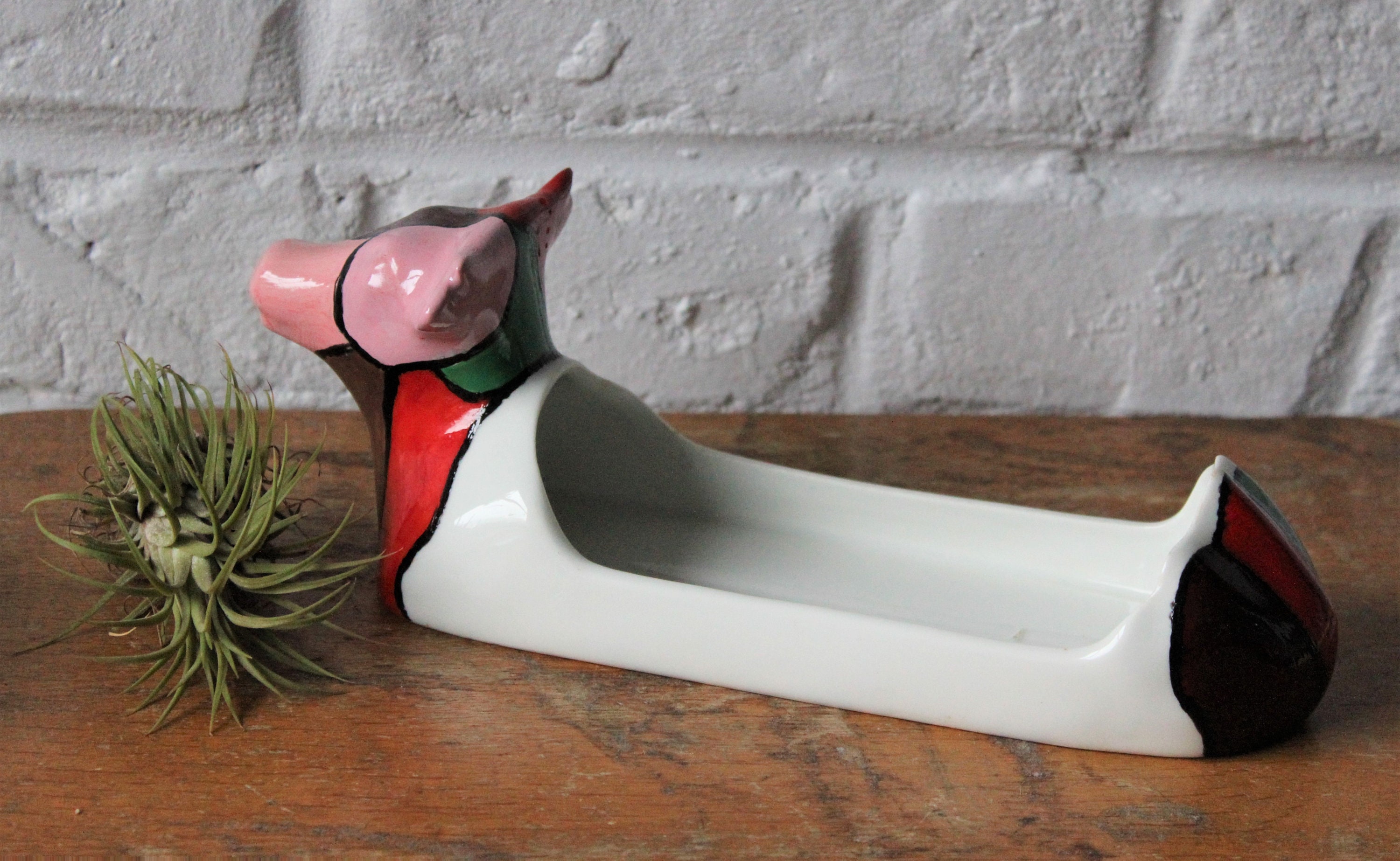 Beurrier en Céramique Français Vache, Plat Porcelaine Blanche Relooké, Beurrier Arty, Bohéme, Pop, P