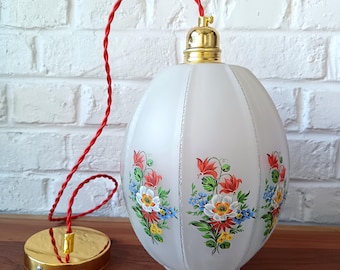 Vintage glass pendant light, floral motifs 1960s, Daisy Pendant