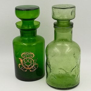Vintage green molded liqueur carafe
