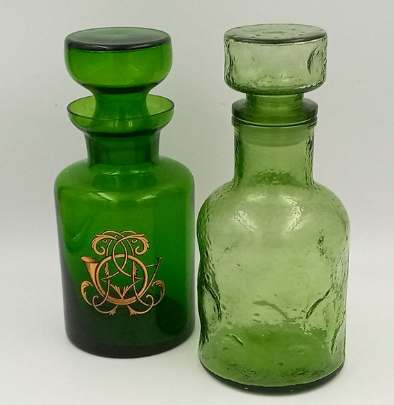 Liquor CARAFE in vintage molded green