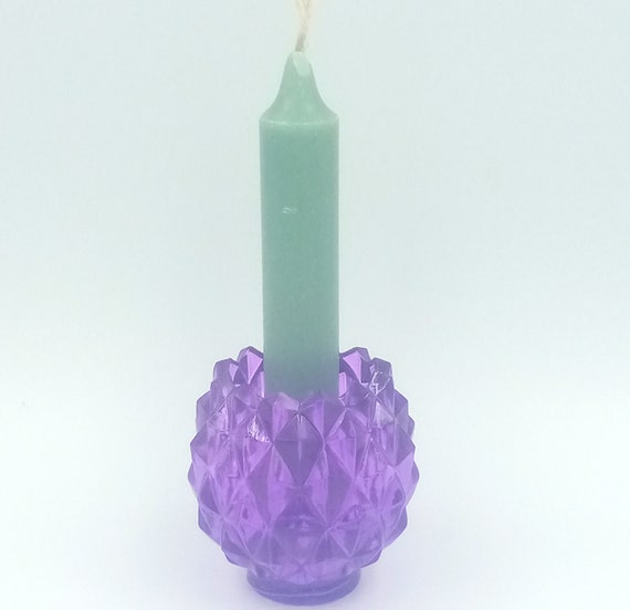 Pair of small vintage lilac/purple candle holders