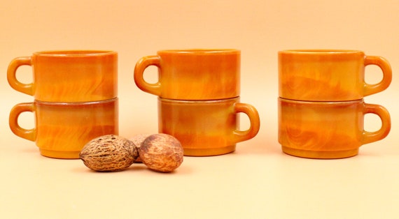 "ARCOPAL Volcan" espresso CUPS Vintage Coffee Cups 70's, France