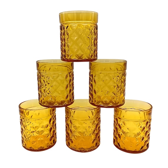 6 vintage PERNOD amber aperitif glasses, Pastis glasses 1960 France