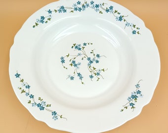 6 ASSIETTES dessert opaline arcopal France, couleur crème motif iris bleus - France 6 ASSIETTES dessert opaline arcopal France, couleur crème motif iris bleus - France