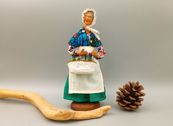 SANTON French woman carrying basket with 2 ducks, Signed H.M LAGARRIGUE