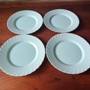 4 vintage water green opaline flat plates Arcopal France