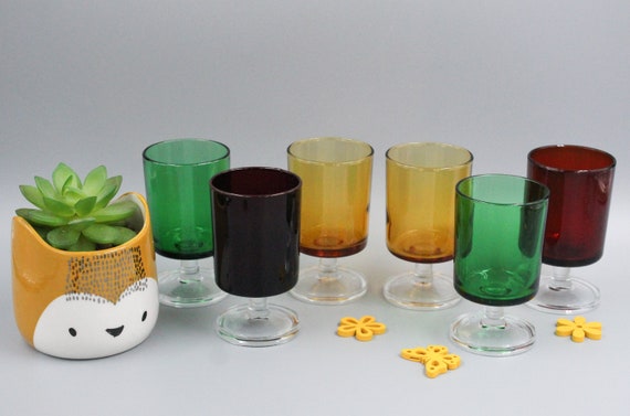 Aperitif GLASSES 8 cl green red amber with suede model Luminarc