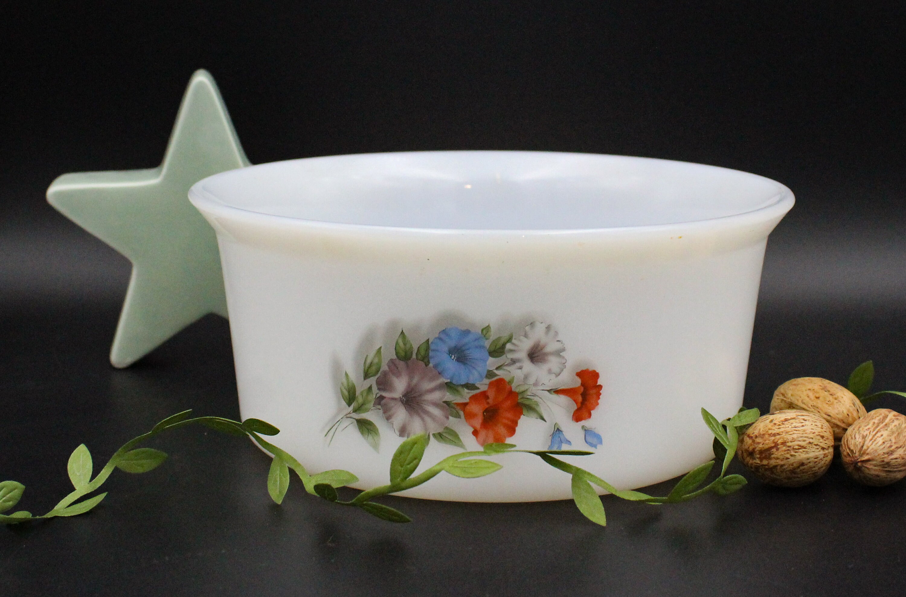 Moule à Soufflé Arcopal, Saladier en Opale Trempée, Motif Volubilis, Vintage Français