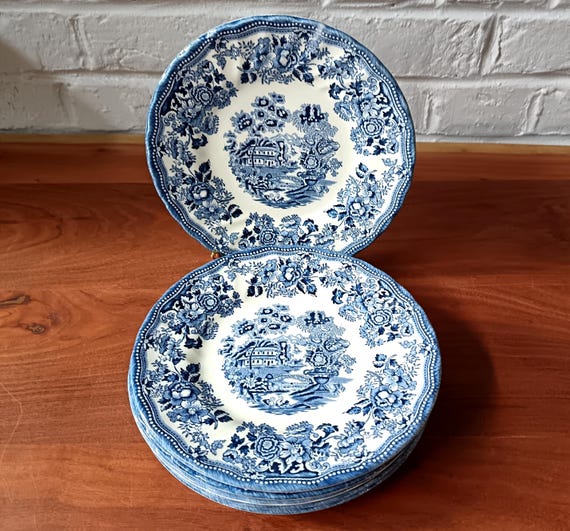 6 vintage ceramic dessert plates, Churchill The Georgian collection