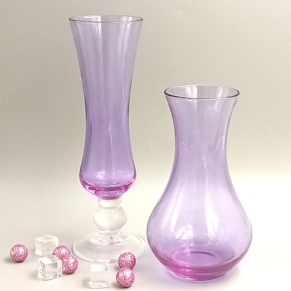 Duo VASES en Verre violet vintage, Cristal d'Arques