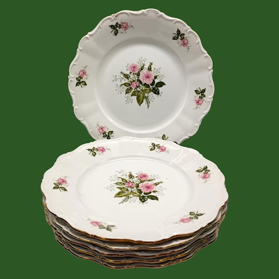6 vintage porcelain flat plates Seltmann weiden Bavaria model Theresia
