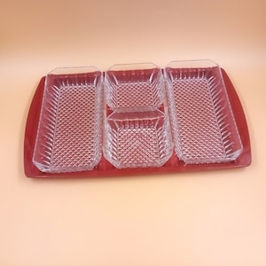 RARE vintage ARCOROC glass tray with clear mold, appetizer dishes