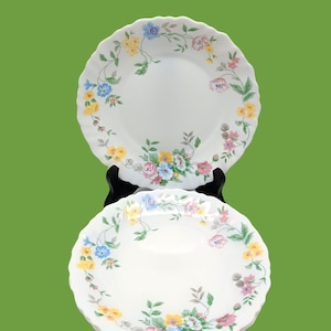 6 Arcopal France opaline dessert plates, Hortense pattern