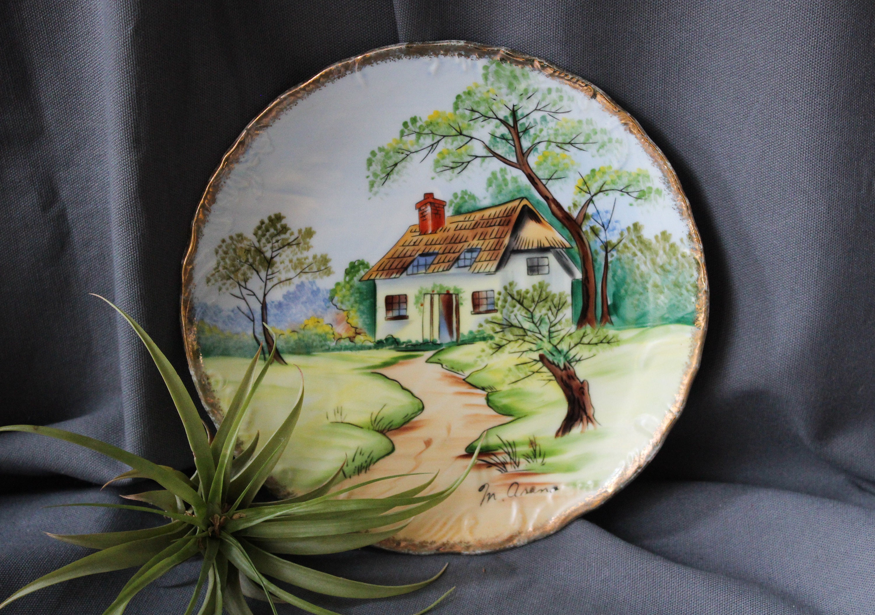 Assiette Porcelaine Motif Paysage Vintage
