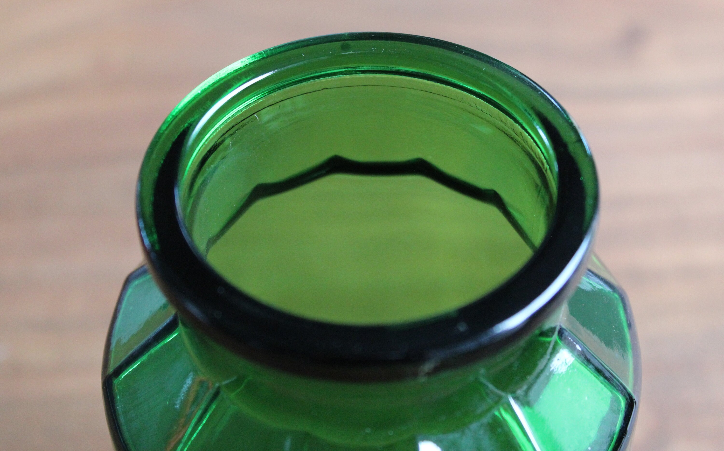 Set of 2 vintage green JARS, Glass jars, Old bottle, Apothecary green