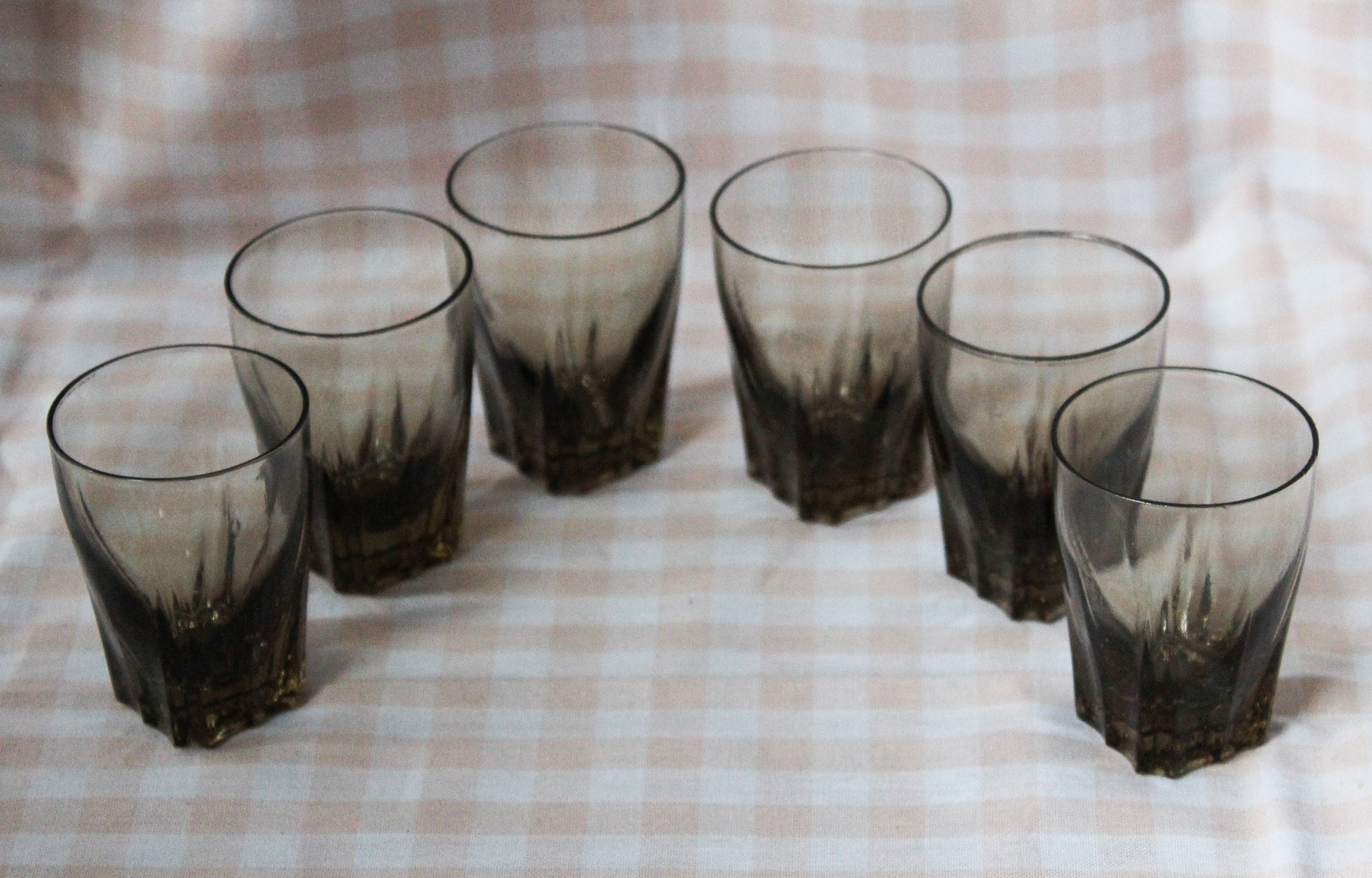 6 Verres à Liqueur en Verre Fumé Vintage