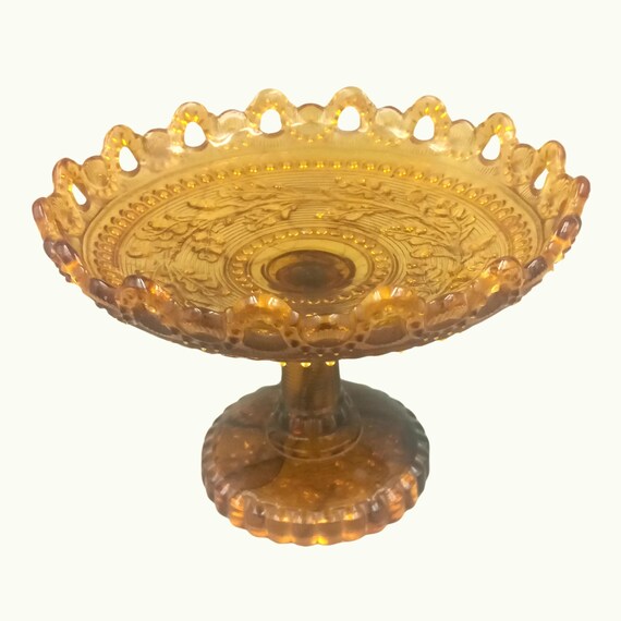 Magnificent STEMMED CUP in amber glass, vintage decor, empty pockets, PORTIEUX style