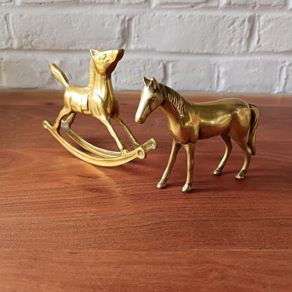 Vintage brass HORSES duo, horse figurine