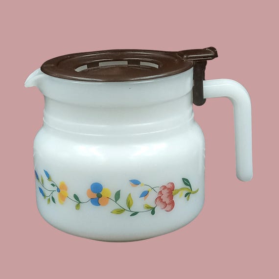 Vintage Arcopal coffee pot / coffee maker with floral pattern, universal